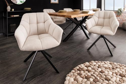 Riess Ambiente Drehbarer Stuhl | Komfortabeler Küchenstuhl für das Kochen und Essen | Schwarz-Grau Mix mit Beigen Zierst