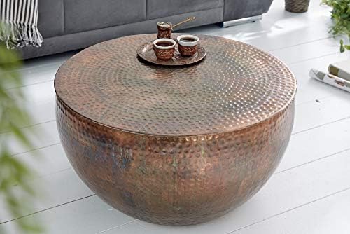 Invicta Handgearbeiterer Couchtisch Orient II 60cm Kupfer geflammt für Zuhause im Classic Hammerschlag Design
