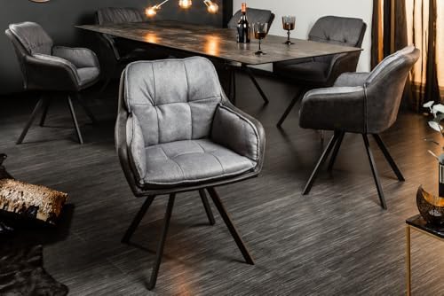 Invicta INTERIOR Drehbarer Design Stuhl MR. Lounger Anthrazit Grau mit Armlehne für EsszimmerComfort-Drehstuhl