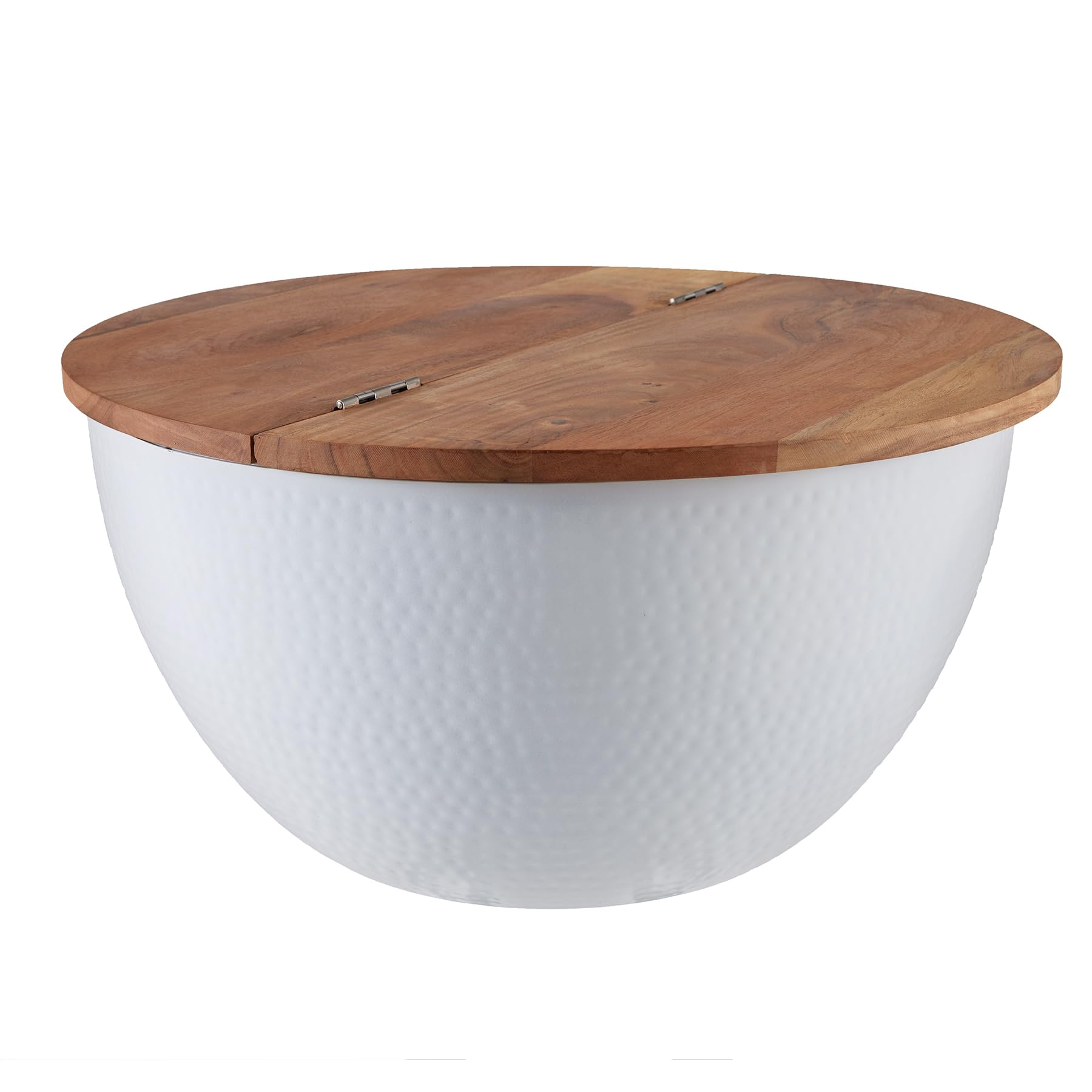 Riess Ambiente Handgefertigter Couchtisch Orient Storage 60cm weiß für klassische Zimmer im Classic Hammerschlag Design 